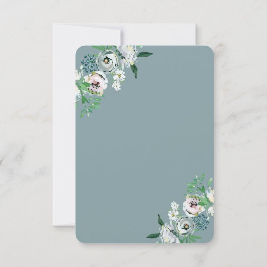 Classic Elegant White Rose Flat Save the Date Kaar (Achterkant)