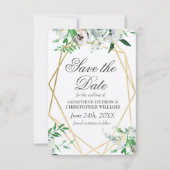 Classic Elegant White Rose Flat Save the Date Kaar (Voorkant)