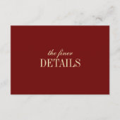 Classic Elegant Wine Red Wedding Details Informatiekaartje (Voorkant)