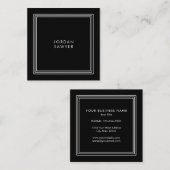 Classic Elegant Zwart Driepersoons Lijst Vierkante Visitekaartje (Voorkant / Achterkant)