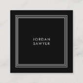 Classic Elegant Zwart Driepersoons Lijst Vierkante Visitekaartje (Voorkant)