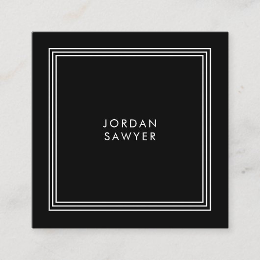 Classic Elegant Zwart Driepersoons Lijst Vierkante Visitekaartje (Voorkant)