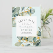 Classic Elegante Waterverf Eucalyptus Boho Bruilof Save The Date (Staand voorkant)