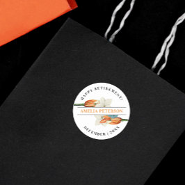  Classic Elegante Witte Oranje Lelie Bloemen Ronde Sticker