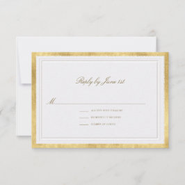 Classic Elevated Gold Pearl Sm Formal Wedding RSVP Kaartje