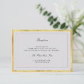 Classic Elevated Ivory Gold Wedding Reception Informatiekaartje (Staand voorkant)