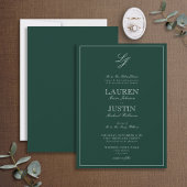 Classic Emerald Green Calligraphy Monogram Weddens Kaart