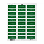 Classic Emerald Green Minimalist Retouradres Etiket (Full Sheet)