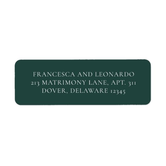 Classic Emerald Green Simple Wedding Etiket (Voorkant)