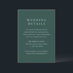 Classic Emerald Green Simple Wedding Informatiekaartje<br><div class="desc">Classic wedding enclosure card featuring a dark background and simple text only layout. A timeless,  traditional design ideal for formal and elegant celebrations.</div>