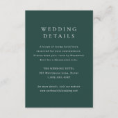 Classic Emerald Green Simple Wedding Informatiekaartje (Voorkant)