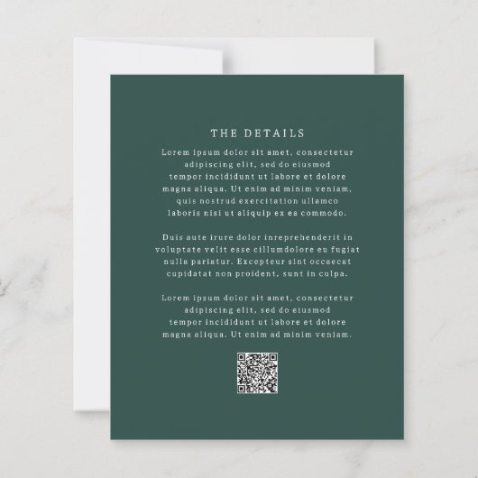 Classic Emerald Green Simple Wedding Invitation (Achterkant)