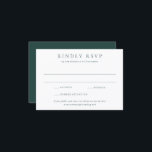 Classic Emerald Green Simple Wedding RSVP Kaartje<br><div class="desc">Classic wedding rsvp card featuring a simple text only layout. A timeless,  traditional design ideal for formal and elegant celebrations.</div>