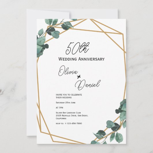 Classic Emerald Greenery Wedding Anniversary  Kaart (Voorkant)