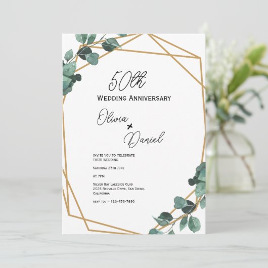 Classic Emerald Greenery Wedding Anniversary  Kaart (Staand voorkant)