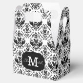Classic en Chic Black White Damask Monogram Naam Bedankdoosjes (Geopend)