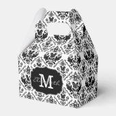 Classic en Chic Black White Damask Monogram Naam Bedankdoosjes (Voorkant Zijde)