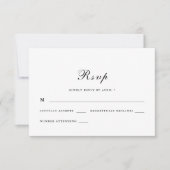 Classic en elegant Script Black and White Wedding RSVP Kaartje (Voorkant)