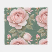 Classic English Roses In Blush Pink  Fleece Deken (Voorkant (Horizontaal))