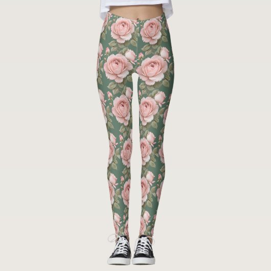 Classic English Roses In Blush Pink  Leggings (Voorkant)