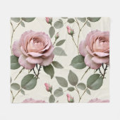 Classic English Roses In Soft Shades Of Pink  Fleece Deken (Voorkant (Horizontaal))