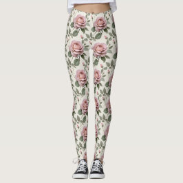 Classic English Roses In Soft Shades Of Pink  Leggings