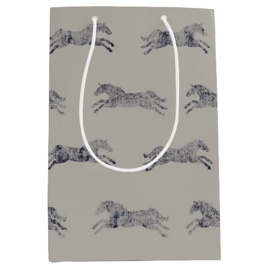 Classic Equestrian Horse Pattern Medium Cadeauzakje (Voorkant)