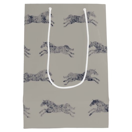 Classic Equestrian Horse Pattern Medium Cadeauzakje (Achterkant)