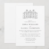 Classic Estate Illustration Wedding Invitation Kaart (Voorkant / Achterkant)