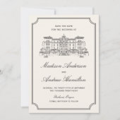 Classic Estate Illustration Wedding Save The Date (Voorkant)