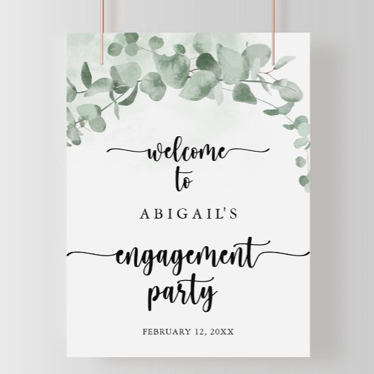 Classic Eucalyptus Engagement Party - Welkom Poster