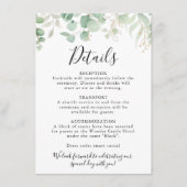 Classic Eucalyptus Gold Leaf Weddenschap - Gegeven Informatiekaartje (Voorkant)