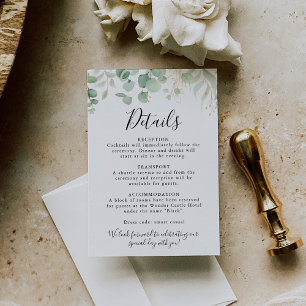 Classic Eucalyptus Gold Leaf Weddenschap - Gegeven Informatiekaartje