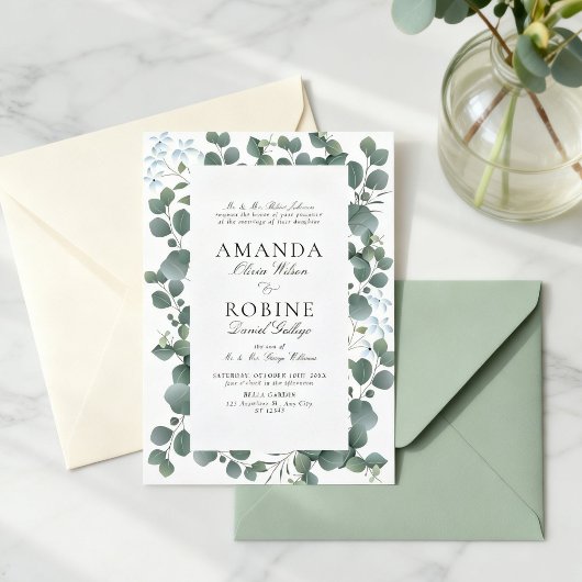 Classic Eucalyptus Wedding Invitation Kaart
