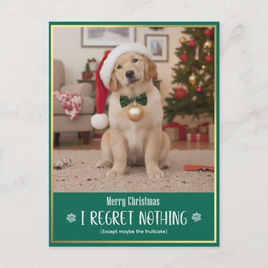 Classic Evergreen Cute Dog Photo Merry Christmas Feestdagenkaart (Voorkant)