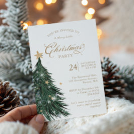 Classic Evergreen Gold Christmas Party Invitation Kaart
