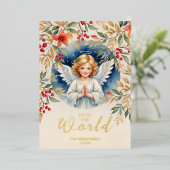Classic Exquisite Christmas Angel Victorian Folie Feestdagenkaart (Staand Voorkant)