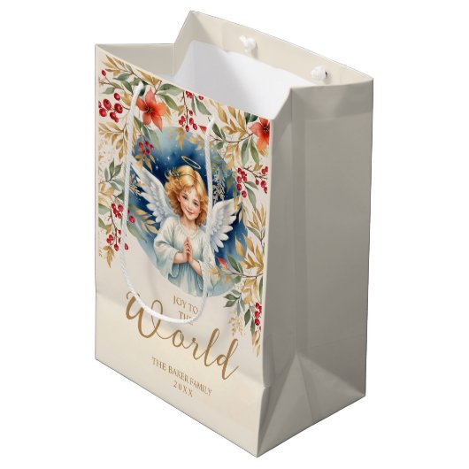 Classic Exquisite Christmas Victorian Angel Xmas Medium Cadeauzakje (Voorkant Gekanteld)