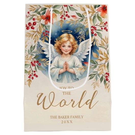 Classic Exquisite Christmas Victorian Angel Xmas Medium Cadeauzakje (Achterkant)