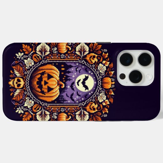 Classic Fair Isle Halloween/pompoen Case-Mate iPhone Case (Achterkant (horizontaal))