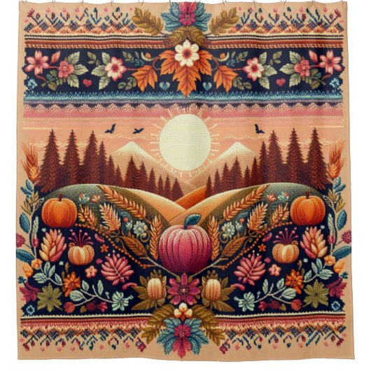 Classic Fair Isle Herfst/Herfst Douchegordijn (Voorkant)