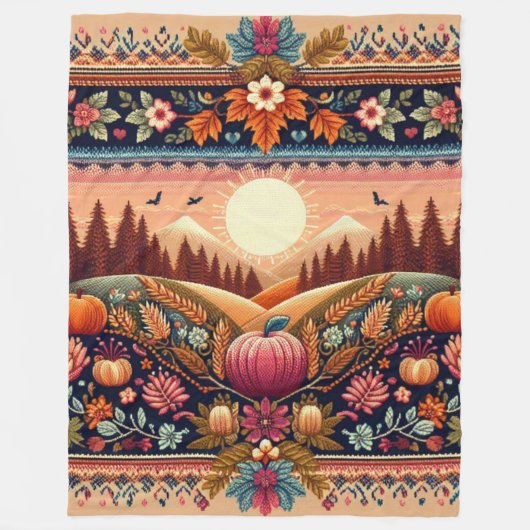 Classic Fair Isle Herfst/Herfst Fleece Deken (Voorkant)