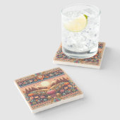 Classic Fair Isle Herfst/Herfst Stenen Onderzetter (Zijkant)