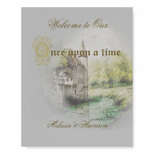 Classic Fairytale Castle Painting Welcome Sign