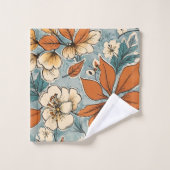 Classic Fall Flowers Olive Green Terracotta Bath  Bad Handdoek (Wasdoekje)