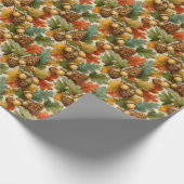 Classic Fall Pinecones Acorns – Orange & Green Cadeaupapier (Hoek)