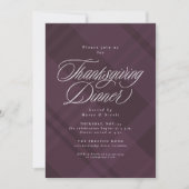 Classic fall purple plaid Thanksgiving Dinner Kaart (Voorkant)