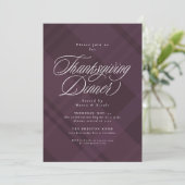 Classic fall purple plaid Thanksgiving Dinner Kaart (Staand voorkant)