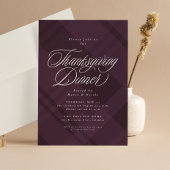 Classic fall purple plaid Thanksgiving Dinner Kaart