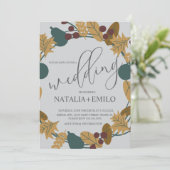 Classic Fall Wedding Wreath  Kaart (Staand voorkant)